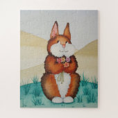 かわいい茶色のウサギの笑顔の子供 ジグソーパズル (縦)