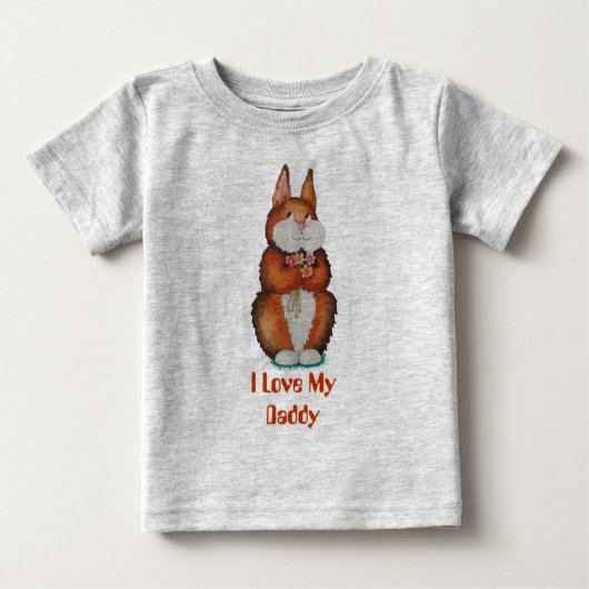 かわいい茶色のウサギの笑顔 ベビーTシャツ (正面)