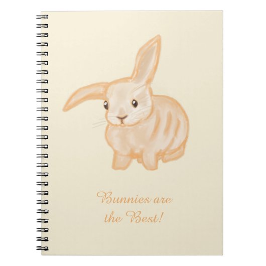 かわいい茶色のウサギ - ベージュの背景に透明です。 ノートブック (正面)