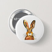 かわいい茶色のウサギ 缶バッジ (正面&裏面)
