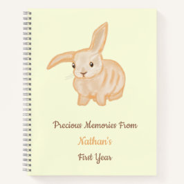 かわいい茶色のウサギ - 黄色の背景に透明。 ノートブック