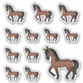 かわいい茶色のキャラクターの馬が歩く シール (正面)