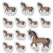 かわいい茶色のキャラクターの馬 シール (正面)