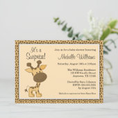 かわいい茶色のキリン　男女兼用ベビーシャワー 招待状 (スタンド正面)