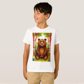 かわいい茶色のクマのキャラクター Tシャツ (正面フル)