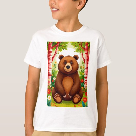 かわいい茶色のクマのキャラクター Tシャツ (正面)