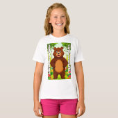 かわいい茶色のクマのキャラクター Tシャツ (正面フル)