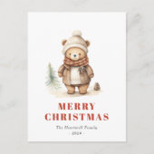 かわいい茶色のクマのクリスマスホリデーポストカード シーズンポストカード (正面)