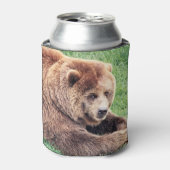 かわいい茶色のクマの写真 缶クーラー (缶正面)