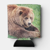 かわいい茶色のクマの写真 缶クーラー (裏面)