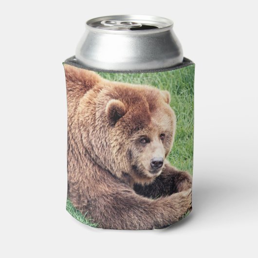 かわいい茶色のクマの写真 缶クーラー (缶裏面)