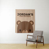 かわいい茶色のクマの誕生日 タペストリー (インサイチュ)