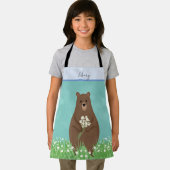 かわいい茶色のクマパーソナライズされたキッズエプロン エプロン (インサイチュ)