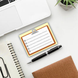 かわいい茶色のクリップボード白い紙チェックリスト4" x 3" ポストイット