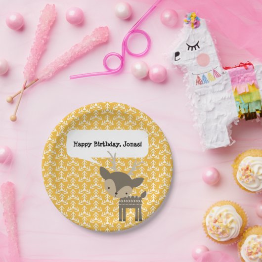 かわいい茶色のシカパーソナライズされたパーティープレート ペーパープレート (パーティー)