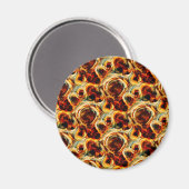 かわいい茶色のシームレスな汚れパターン装飾用クッションlu マグネット (正面/裏面)