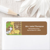 かわいい茶色のジャングル動物 ラベル (インサイチュ)