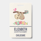 かわいい茶色のスローが逆さまにぶら下がっている バッジ (裏面)