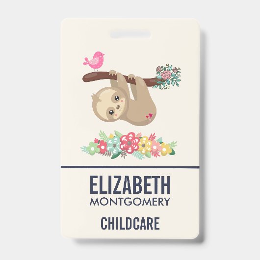 かわいい茶色のスローが逆さまにぶら下がっている バッジ (表面)