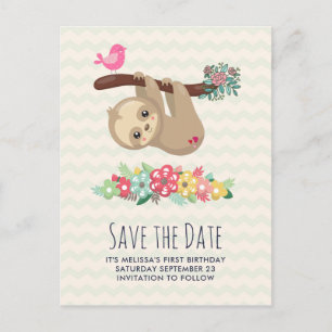 かわいい茶色のスローが逆さまにぶら下がっている Save the Date ポストカード