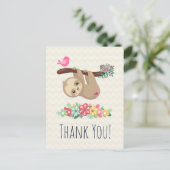 かわいい茶色のスローが逆さまにぶら下がってるサンキューカード ポストカード (スタンド正面)