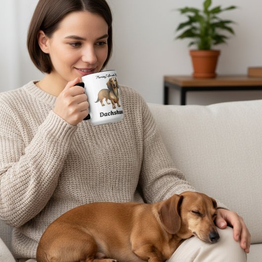 かわいい茶色のダックスフンド水彩画 モーフィングマグカップ