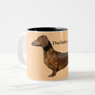 かわいい茶色のダックスフンド犬 ツートーンマグカップ