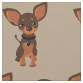 かわいい茶色のチワワワワンピー犬 ファブリック (クローズアップ)