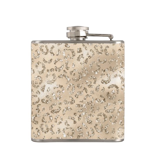 かわいい茶色のチーターヒョウの皮膚プリント柄 フラスク (裏面)