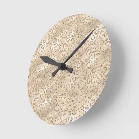 かわいい茶色のチーターヒョウの皮膚プリント柄 ラウンド壁時計 (傾斜)