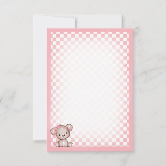 かわいい茶色のテディベアラピクニックベビーシャワーありがとう サンキューカード (裏面)