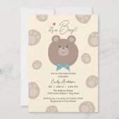 かわいい茶色のテディベア赤ちゃんシャワーの男の子 招待状 (正面)