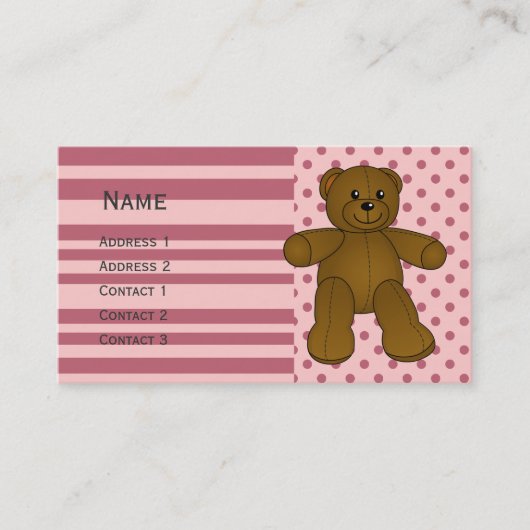かわいい茶色のテディベア 名刺 (正面)