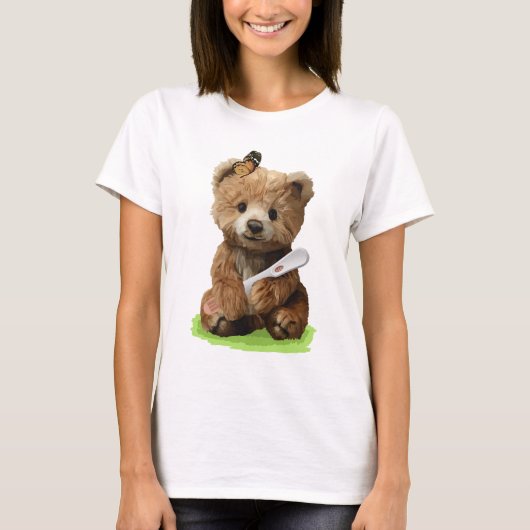 かわいい茶色のテディベア Tシャツ (正面)