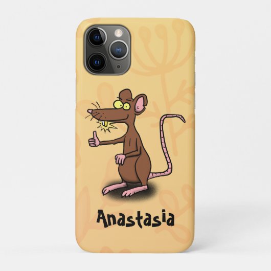 かわいい茶色のネズミの親指アップの漫画 Case-Mate iPhoneケース (裏)