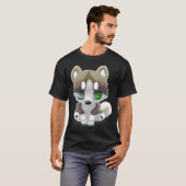 かわいい茶色のハスキー　ヘテロクロミア Tシャツ (正面フル)