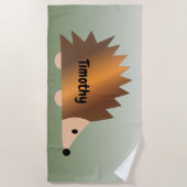 かわいい茶色のハリネズミ ビーチタオル (正面)