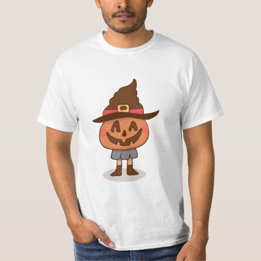 かわいい茶色のハロウィンカボチャ Tシャツ (正面)
