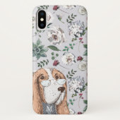 かわいい茶色のヒップスター犬に花とモノグラム Case-Mate iPhoneケース (裏面)