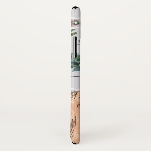 かわいい茶色のヒップスター犬に花とモノグラム Case-Mate iPhoneケース (裏面/右)