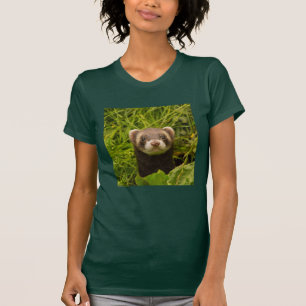かわいい茶色のフェレットを芝生に Tシャツ