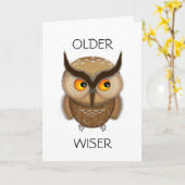 かわいい茶色のフクロウ誕生日カード カード (黄色い花)