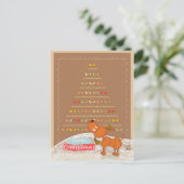 かわいい茶色のプードルのクリスマスカード シーズンポストカード (スタンド正面)