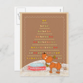 かわいい茶色のプードルのクリスマスカード シーズンポストカード (正面/裏面)