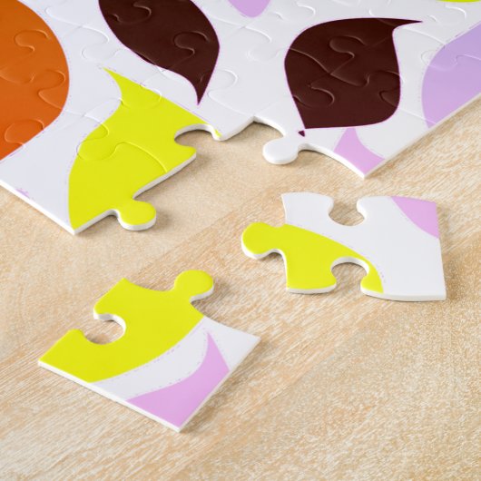 かわいい茶色のベビーフクロウ明るい子供の名前 ジグソーパズル (側面)