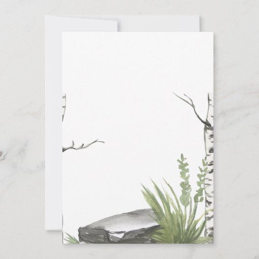 かわいい茶色のベビー鹿の水の色の最初の誕生日 招待状 (裏面)