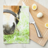 かわいい茶色のポニー キッチンタオル (四つ折り)