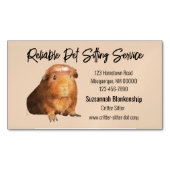 かわいい茶色のモルモット写真ペットシッター マグネット名刺 (正面)