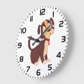 かわいい茶色の仔犬のイラスト ラージ壁時計 (傾斜)