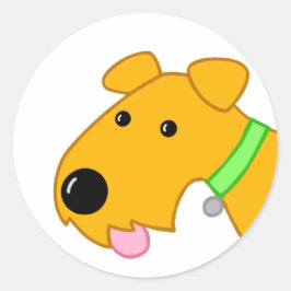 かわいい茶色の子犬ステッカー ラウンドシール